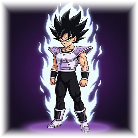 Personagem com a armadura Sayajin