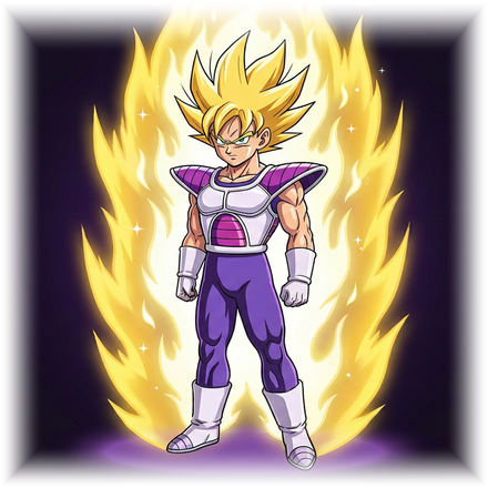 Personagem com a armadura Super Sayajin
